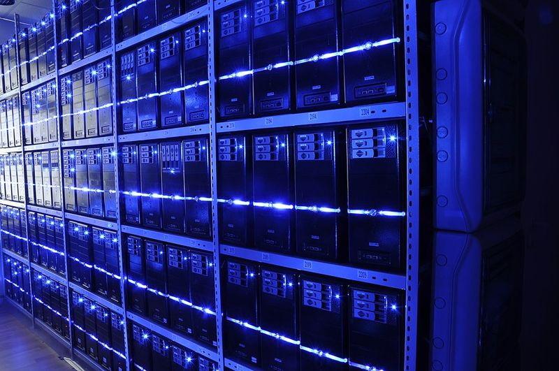 Server racks inside a data center
